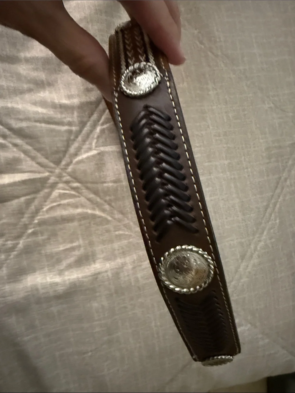 Kids Brown Leather Belt with Decorative Silver Buckle